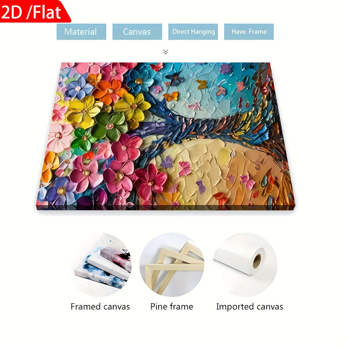 2D Flat 3pcs 2D Flat Printing, Abstract Art Style Tree of Life Landscape, Framed Canvas Painting And Poster, Can Be Hung Directly, Home Decoration, Wall Art, Room Decoration, HD Printing, Holiday Gifts, Living Room, Bedroom,