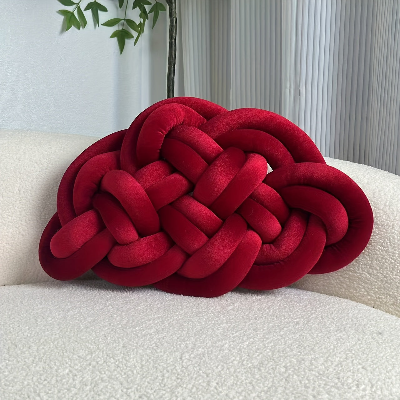 1pc YLBKIKR Hand-Knotted Plush Knot - Brown/Beige Celtic Knot Pillow, Soft Short-Hair Luxury -like Decorative ccent for Sofa Bed Chair, -Season Hand-Tied Corduroy-Like Pillow (No Fillers, Hand Wash Only), Cushions, Throw Pill