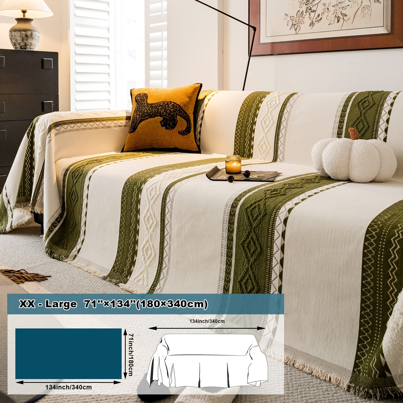 [Stylish Elegance] Bohemian Style Chenille Blend Sofa Throw | Pet-Friendly Jacquard Weave | Multi-Size for Single, Double, Triple & Sectional Sofas | Black and White Geometric Patterns | Machine Washable | Cozy Home Decor, So