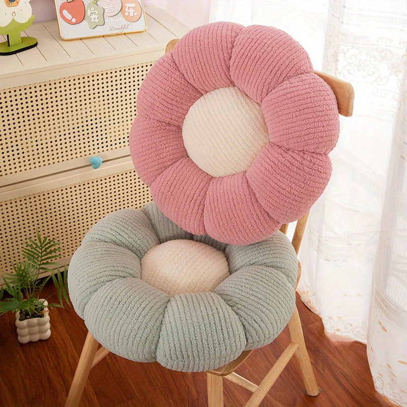 1pc 37cm/14.57in Soft Daisy Plush Throw Pillow - All-Season Fluffy Flower Floor Cushion-Ultra Soft Chair Pad for Bay Window, Boho Decor, Cross-Legged Sitting, Ideal for Bed and Sofa, Charming Dorm Room Accent, Decorative Pill
