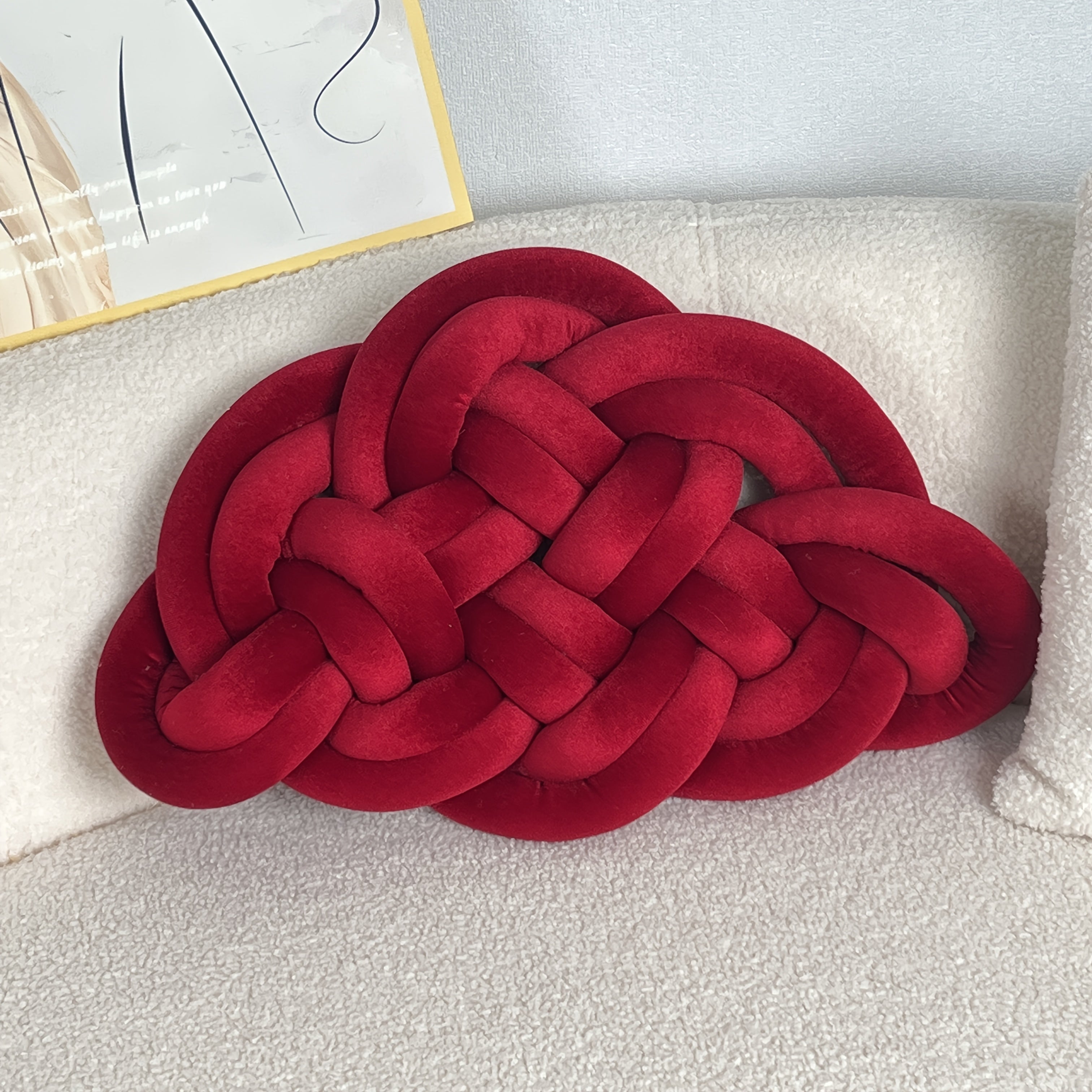 1pc YLBKIKR Hand-Knotted Plush Knot - Brown/Beige Celtic Knot Pillow, Soft Short-Hair Luxury -like Decorative ccent for Sofa Bed Chair, -Season Hand-Tied Corduroy-Like Pillow (No Fillers, Hand Wash Only), Cushions, Throw Pill